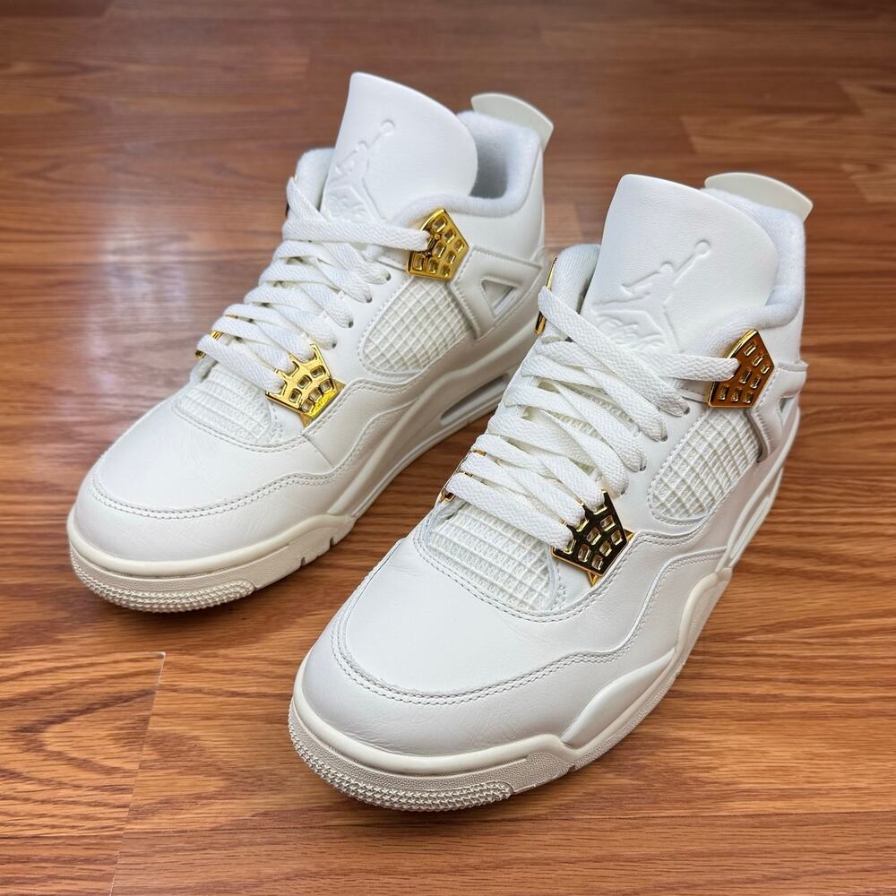 Nike Jordan 4 Retro Metallic Gold Shoes Womens Sz 9.5 / Mens 8 With Box